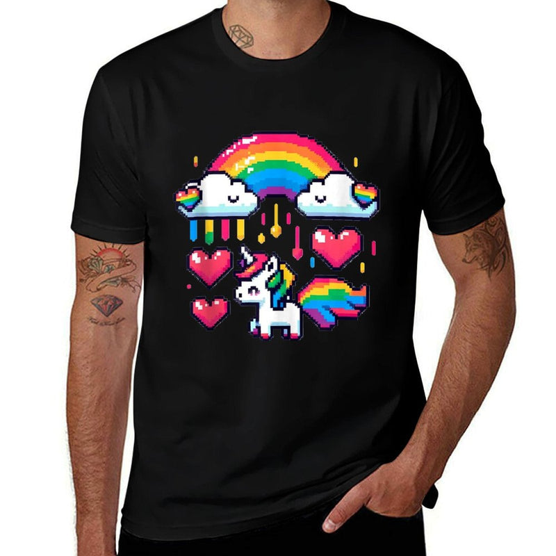 Pixel Unicorn Rainbow Lesbian Gay CSD Pride Party Wear LGBT  Versatile T-Shirt