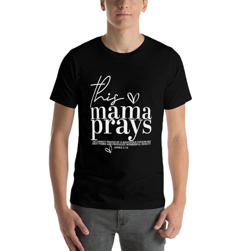 This Mama Prays Cute Jesus Scripture Bible Christian Women  Cotton T-Shirt