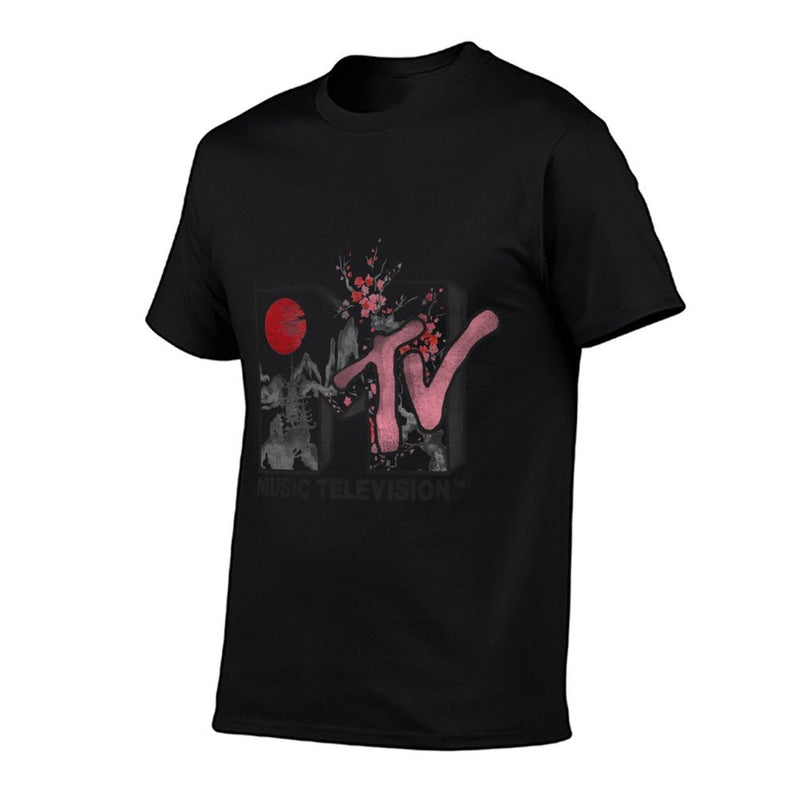 MTV Japanese Landscape Cherry Blossoms MTV Logo  Vintage-inspired T-Shirt