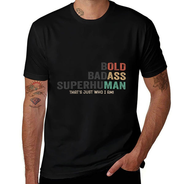 Bold Badass Superhuman Funny Sarcastic Old Man Fathers Day  Oversized Silhouette T-Shirt