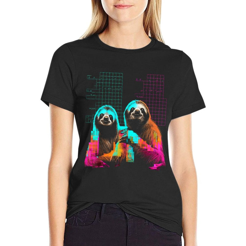 Sloth Geometric Colorful Animal Drawing Art Sloth  Soft T-Shirt