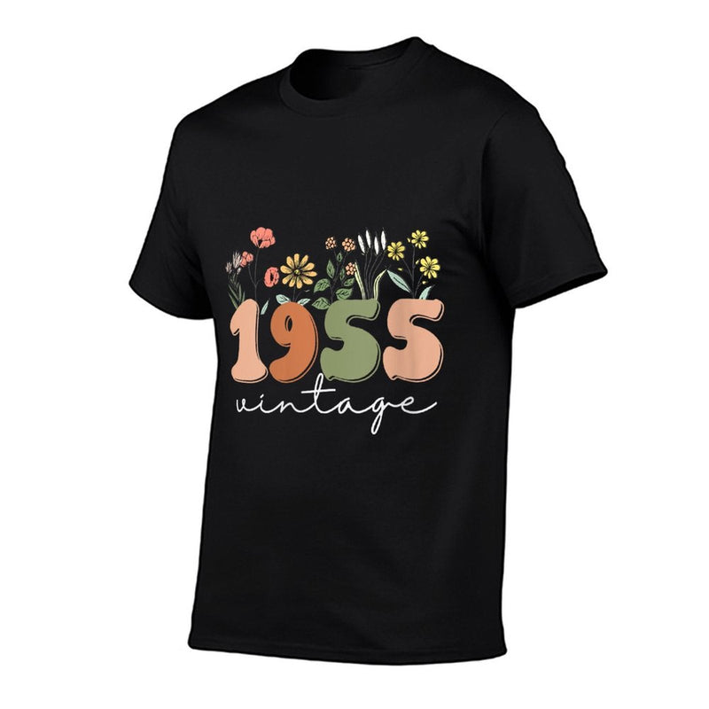Womens 70 Years Old Vintage 1955 70th Birthday Wildflower Women  Easy-care T-Shirt