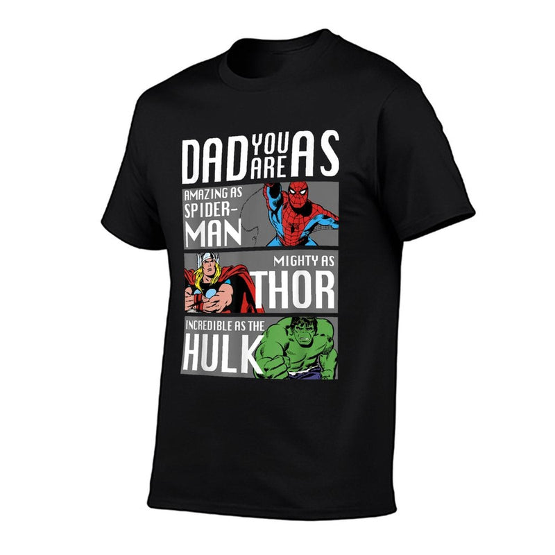 Marvel Fathers Day Spider-Man Thor Hulk Dad Attributes  Breathable T-Shirt