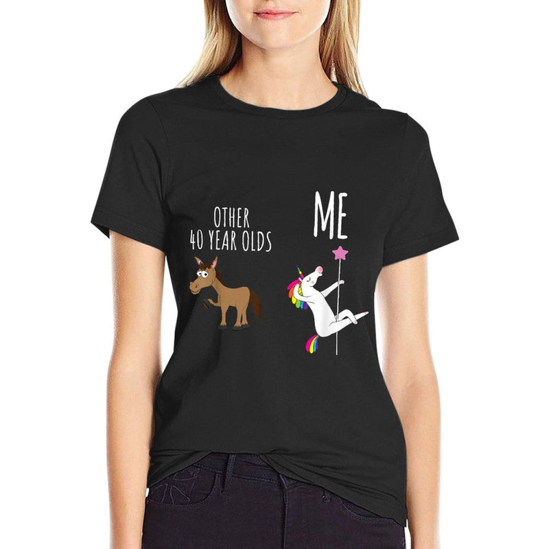 Other 40 Year Olds Vs Me, Horse Vs Unicorn, 40th Birthday  Summer-ready Fabric T-Shirt