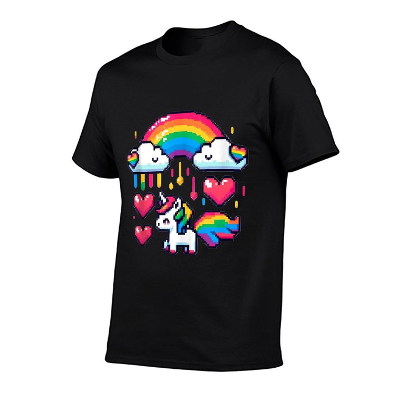 Pixel Unicorn Rainbow Lesbian Gay CSD Pride Party Wear LGBT  Versatile T-Shirt