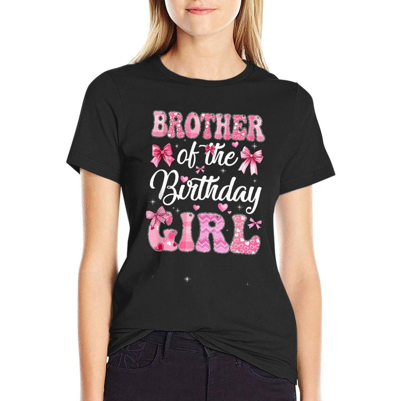 Brother Of The Birthday Girl Family Pink Coquette Bow Comfortable T-Shirt