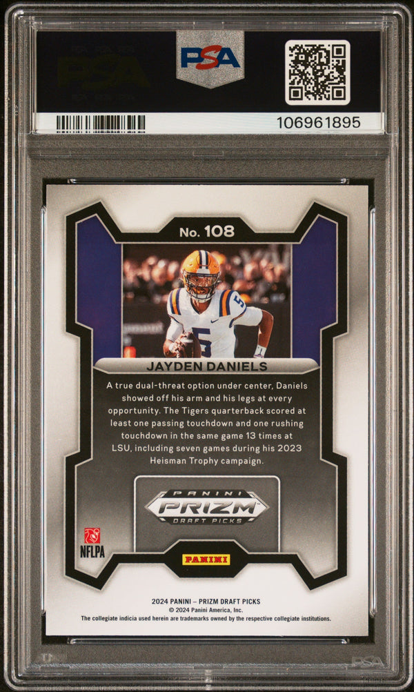 Graded 2024 Panini Prizm Draft Picks Jayden Daniels #108 Rookie RC Football Card PSA 10 Gem Mint