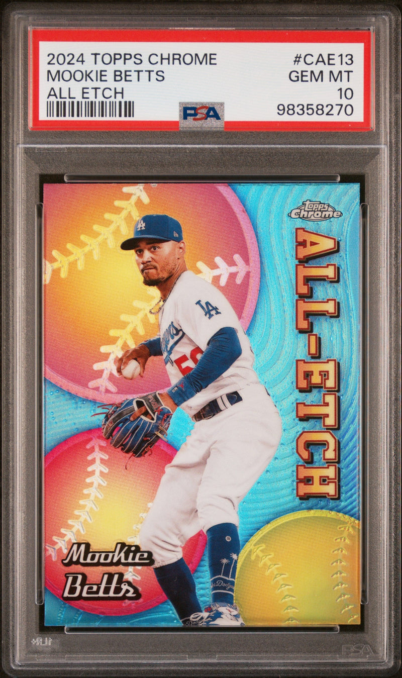 Graded 2024 Topps Chrome Mookie Betts #CAE13 All Etch Baseball Card PSA 10 Gem Mint