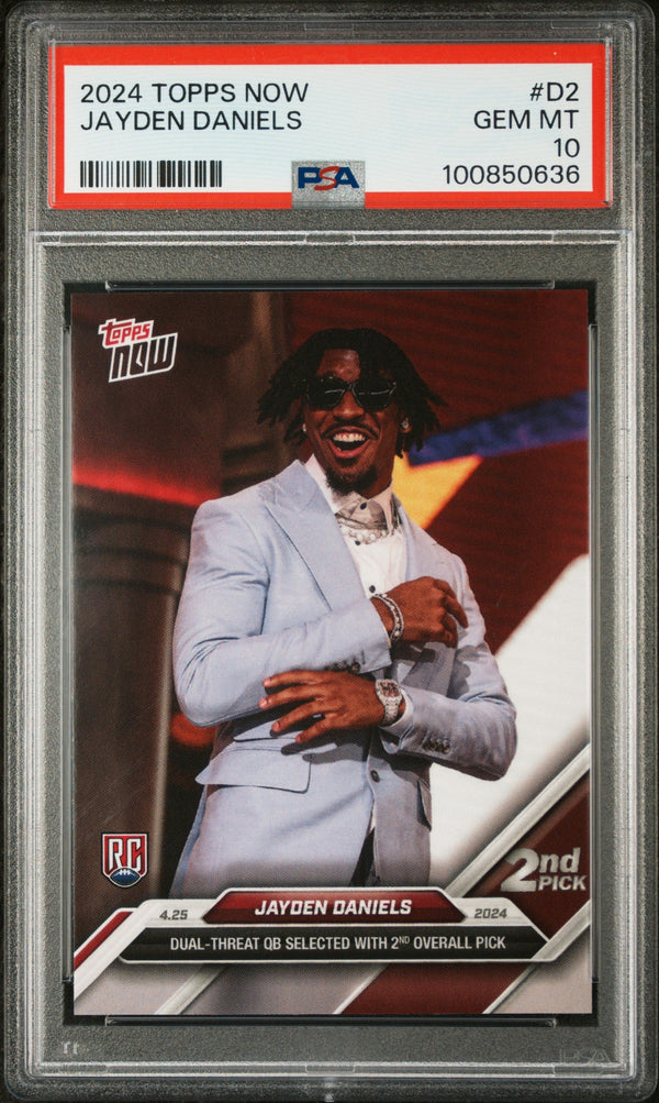 Graded 2024 Topps Now Jayden Daniels #D2 Rookie RC Football Card PSA 10 Gem Mint