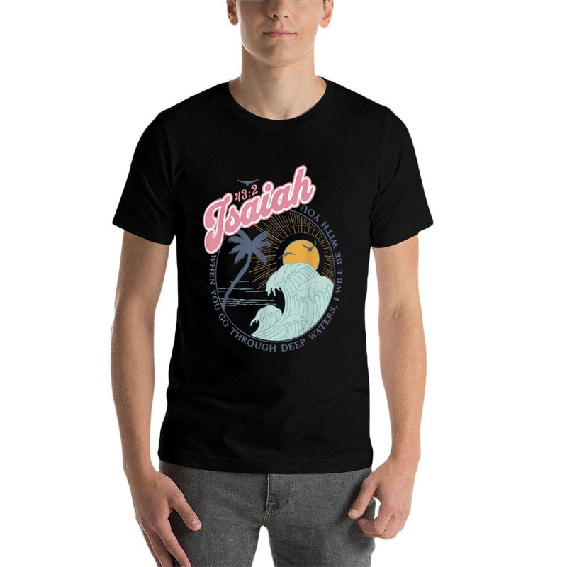 Christian Scripture Jesus Beach Isaiah Vintage Waves Retro  Slim-fit Cut T-Shirt