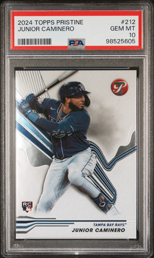Graded 2024 Topps Pristine Junior Caminero #212 Rookie RC Baseball Card PSA 10 Gem Mint