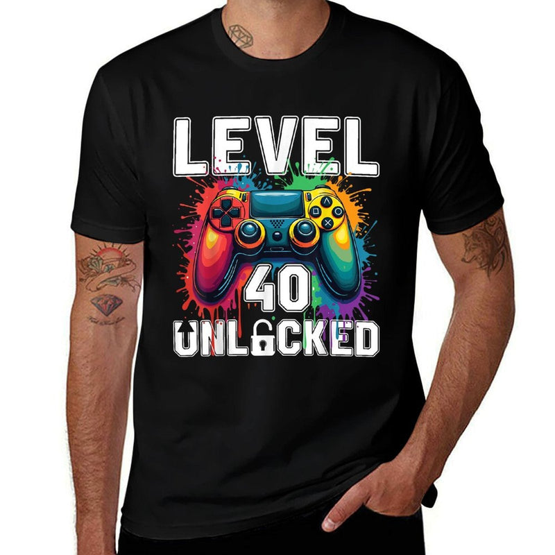 Level 40 Unlocked Funny Video Game Theme 40th Birthday  Odor-resistant T-Shirt