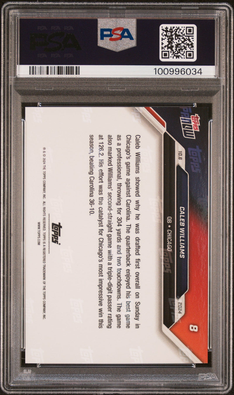 Graded 2024 Topps Now Caleb Williams #8 Rookie RC Football Card PSA 9 Mint