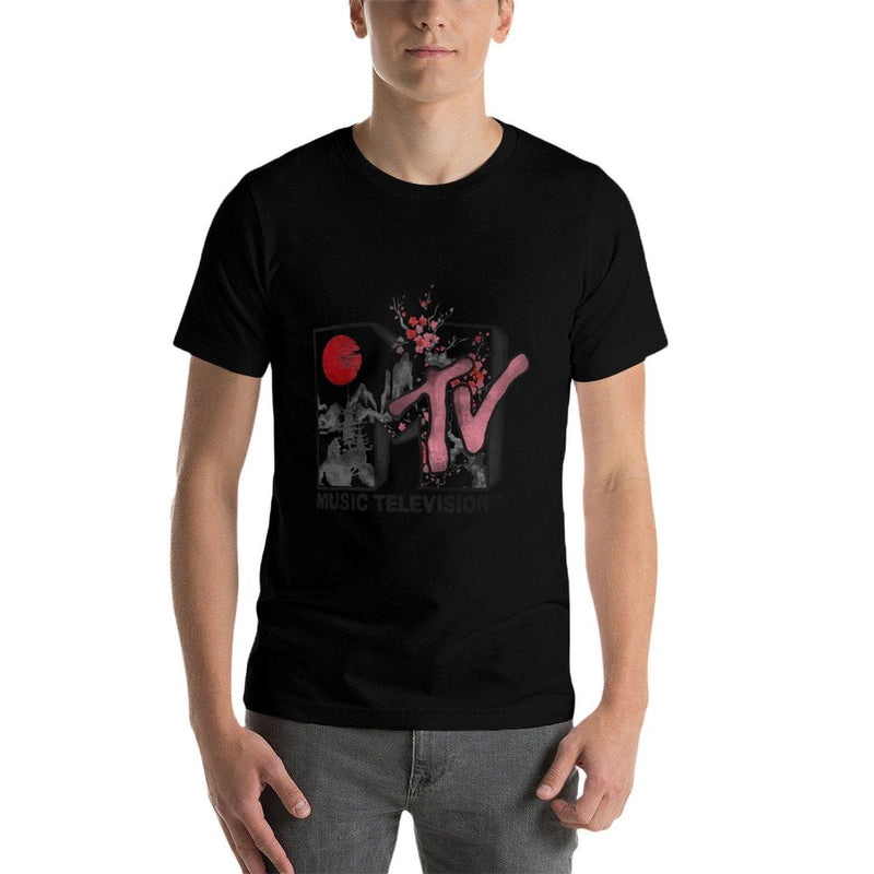 MTV Japanese Landscape Cherry Blossoms MTV Logo  Vintage-inspired T-Shirt