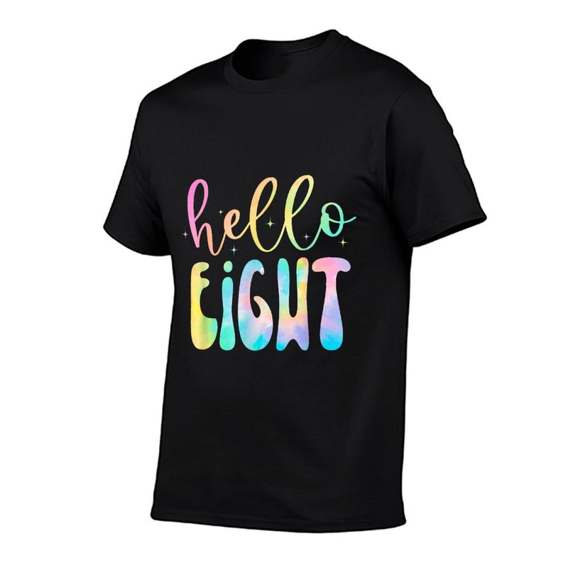Tie Dye Hello Eight 8 Year Old 8th Birthday Girl Age 8 BDay  Heathered Texture T-Shirt