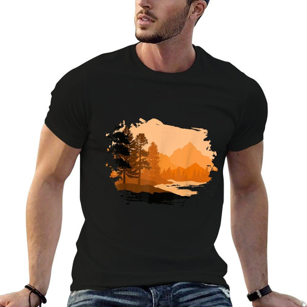 Timeless Mountain, Nature Trees And Forest  Trendy Pattern T-Shirt