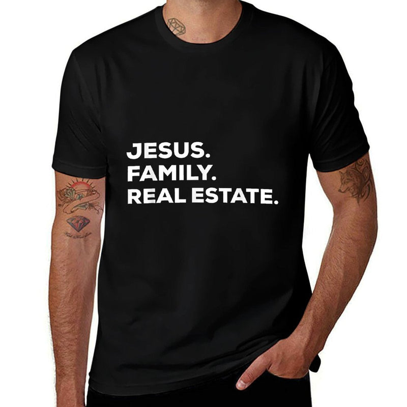 Jesus. Family. Real Estate.  Simple Christian Realtor  Trendy Pattern T-Shirt