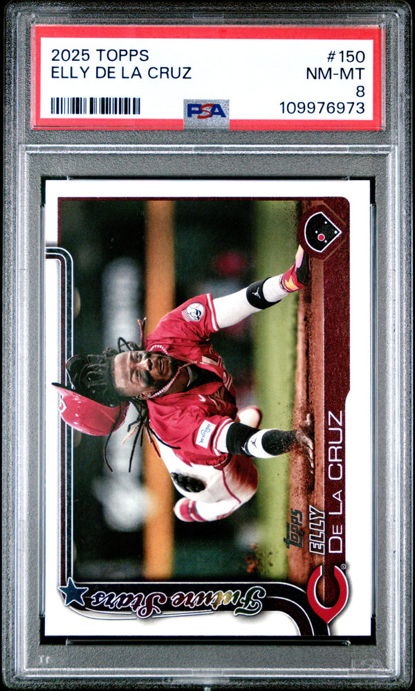 Graded 2025 Topps Elly De La Cruz #150 Future Stars Rookie RC Baseball Card PSA 8 Near Mint