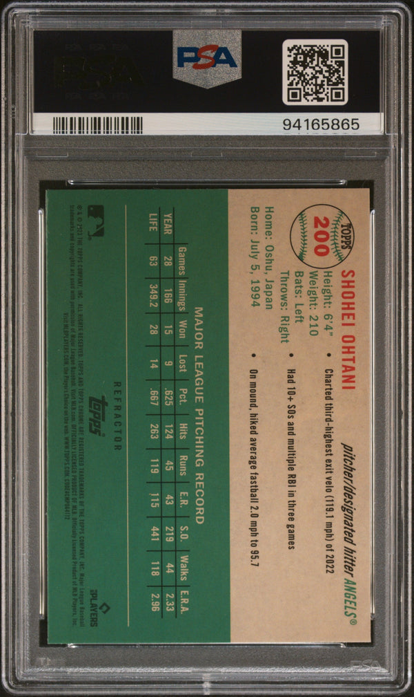 Graded 2023 Topps Platinum Anniversary Shohei Ohtani #200 Refractor Baseball Card PSA 10 Gem Mint