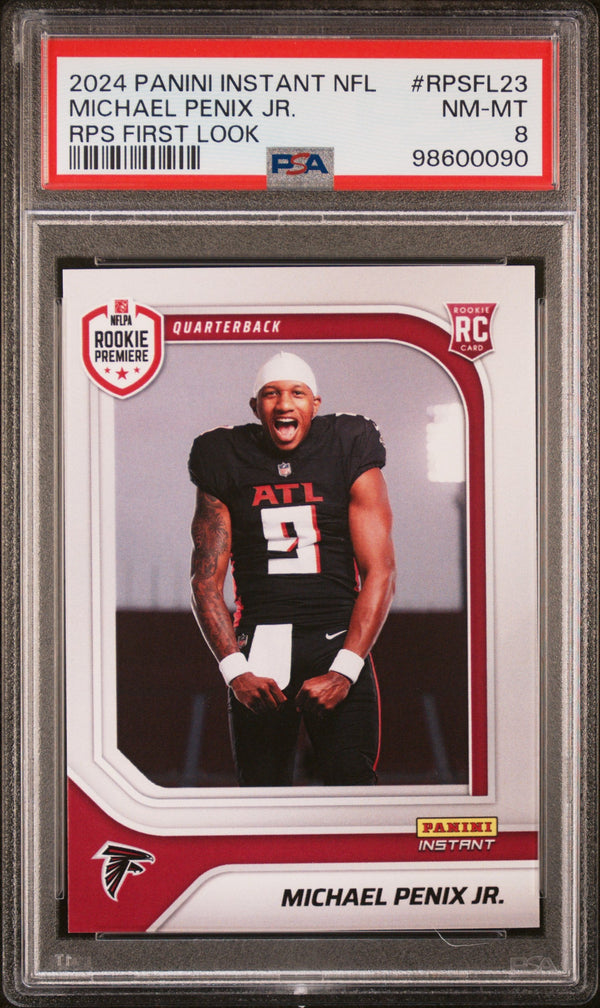 Graded 2024 Panini Instant NFL Michael Penix Jr #RPSFL23 RPS First Look Rookie RC Football Card PSA 8 Near Mint