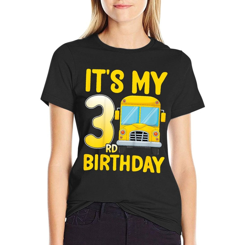 Kids It's My 3rd Birthday School Bus 3 Years Old Kids Toddler Comfortable T-Shirt