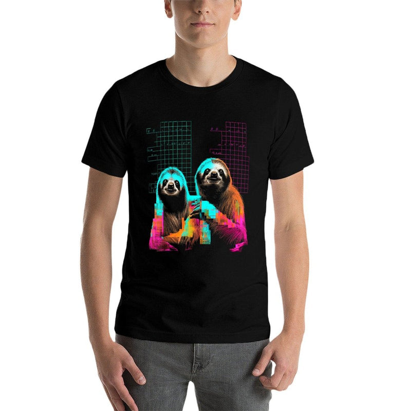 Sloth Geometric Colorful Animal Drawing Art Sloth  Soft T-Shirt