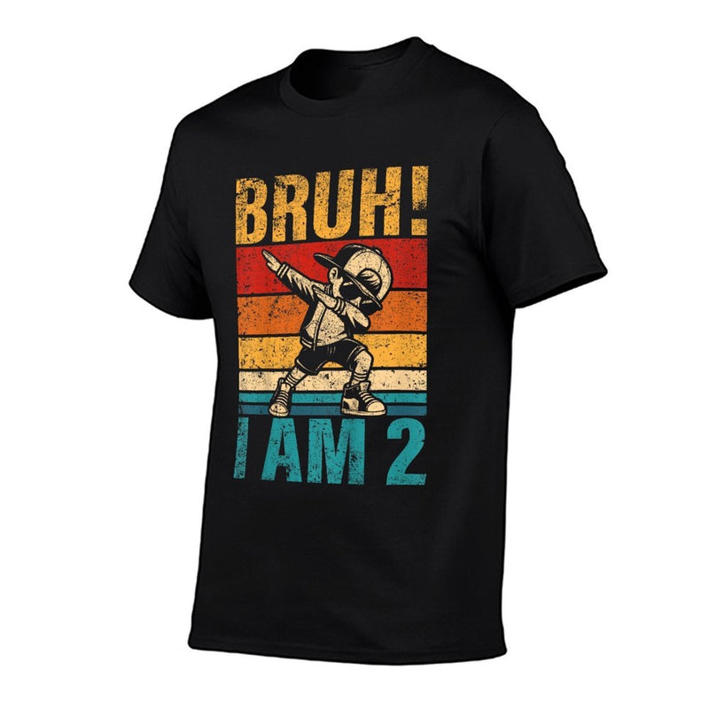 Kids 2 Year Old Birthday Dabbing Boy Bruh It's My 2nd Birthday  Fade-proof Color T-Shirt
