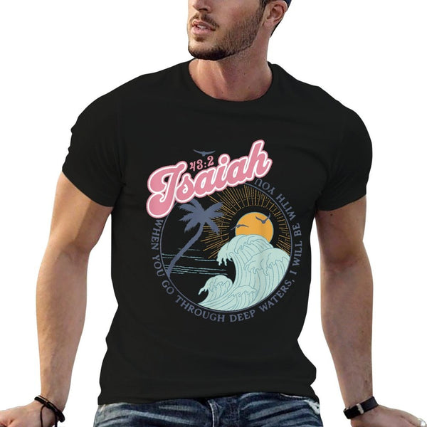Christian Scripture Jesus Beach Isaiah Vintage Waves Retro  Slim-fit Cut T-Shirt