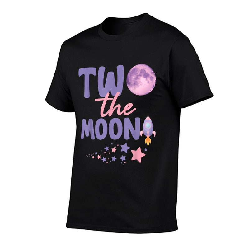 Groovy Two The Moon Birthday Girl 2 Year Old 2nd Birthday  Rolled Sleeves T-Shirt