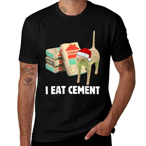 I Eat Cement Funny Cat Meme Christmas Pajamas Cursed Memes  Quick-drying T-Shirt