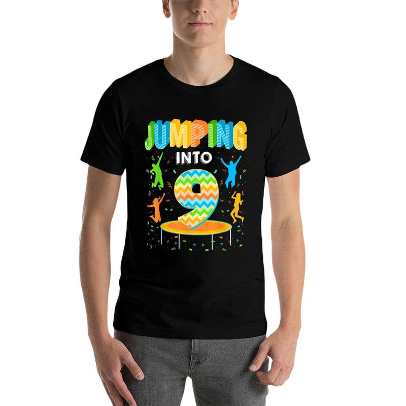 Jumping Into 9 9th Birthday Trampoline 9 Years Old  Soft T-Shirt