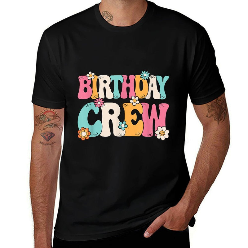 Groovy Birthday Crew Men Women Boys Girlsns Kids  Polyester Blend T-Shirt