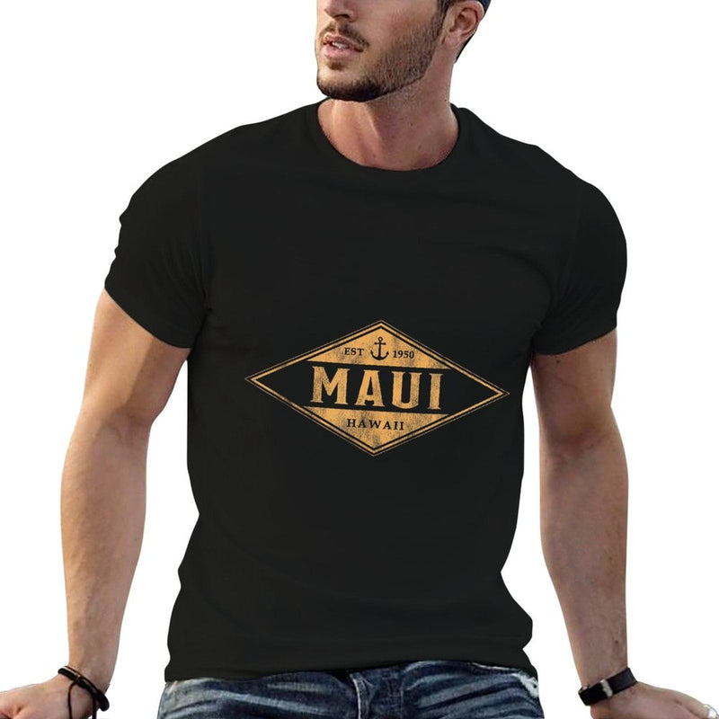 Maui Hawaii Souvenir Vacation Vintage Badge Mens Womens  Slim-fit Cut T-Shirt