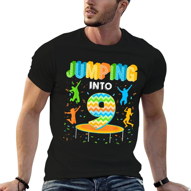 Jumping Into 9 9th Birthday Trampoline 9 Years Old  Soft T-Shirt