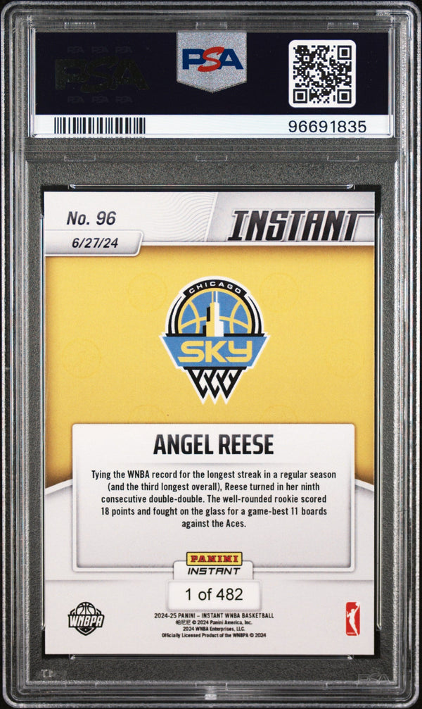 Graded 2024 Panini Instant WNBA Angel Reese #96 Rookie RC Basketball Card PSA 8 Near Mint