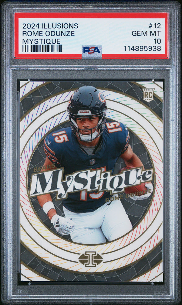 Graded 2024 Panini Illusions Rome Odunze #12 Mystique Rookie RC Football Card PSA 10 Gem Mint
