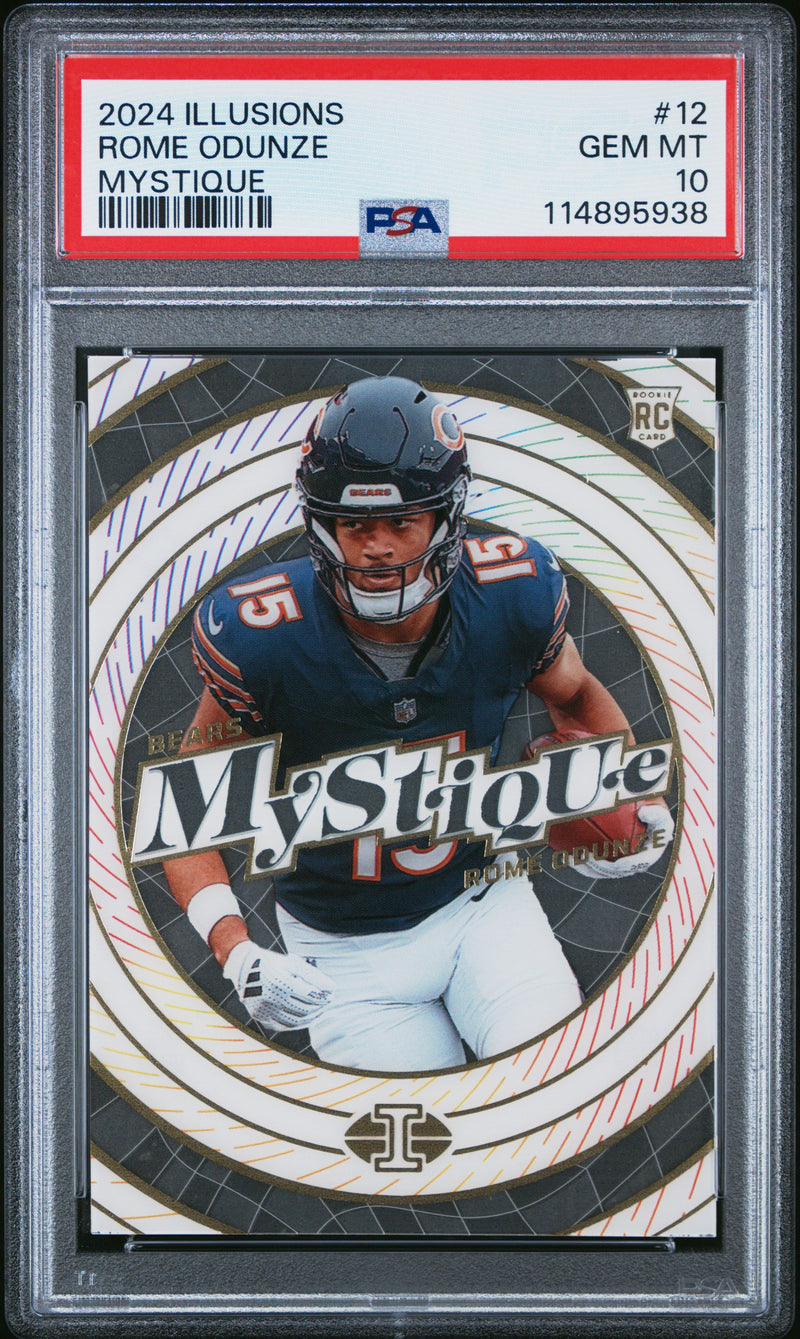 Graded 2024 Panini Illusions Rome Odunze #12 Mystique Rookie RC Football Card PSA 10 Gem Mint
