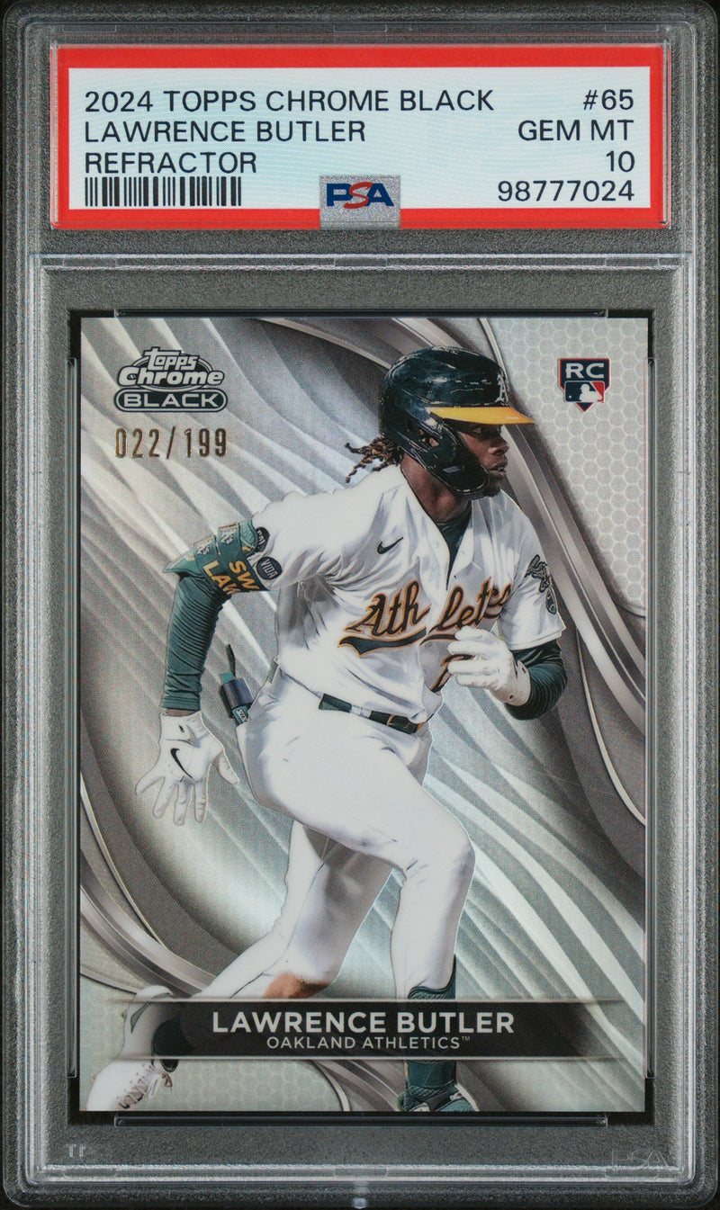 Graded 2024 Topps Chrome Black Lawrence Butler #65 Refractor #/199 Rookie RC Baseball Card PSA 10 Gem Mint