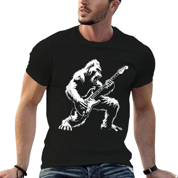 Bigfoot Playing Guitar Rock Music Band Sasquatch  Trendy Pattern T-Shirt