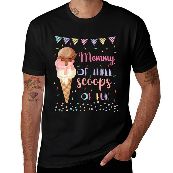 Mommy Mom Ice Cream Third Birthday Three Scoops Of Fun for Women  Rolled Sleeves T-Shirt