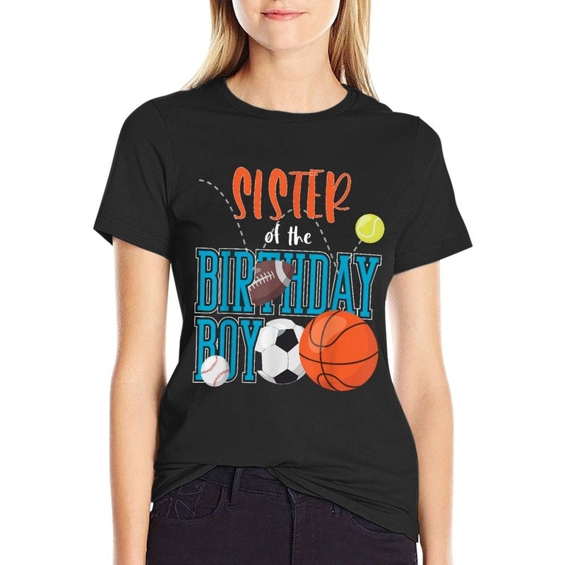 Sister Of The Birthday Boy Sports Matching Family  Polyester Blend T-Shirt