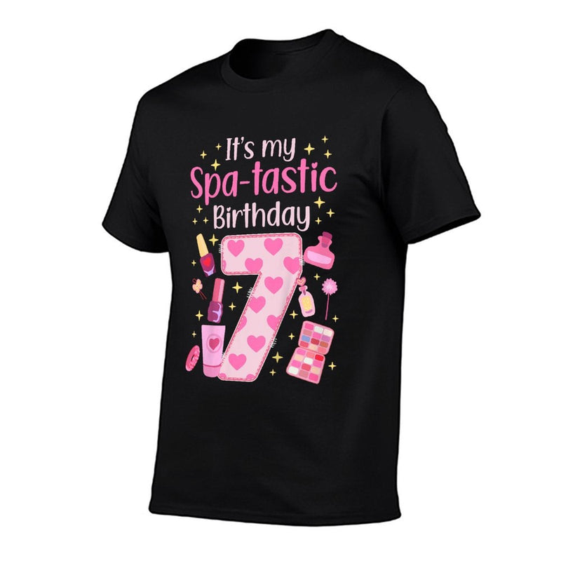 Kids 7th Spa Birthday Seven Year Old Spa B-Day Girls Spa Party  Stretchy T-Shirt