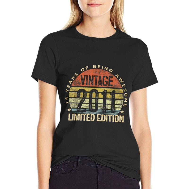Vintage 2011 Limited Edition 14-Year-Old Gifts 14th Birthday  Slim-fit Cut T-Shirt