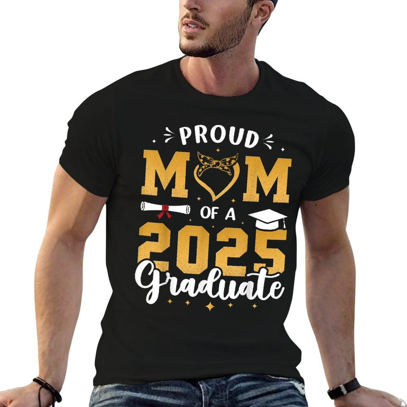 Proud Mom of A 2025 Graduate Graduation Mother  Rolled Sleeves T-Shirt