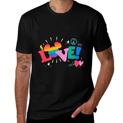 Disney Mickey Mouse Icon Pride Love Rainbow Doodles  Relaxed-fit T-Shirt
