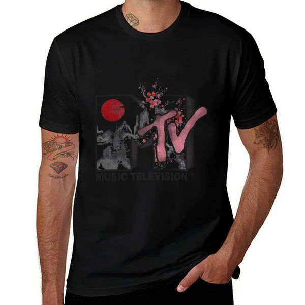 MTV Japanese Landscape Cherry Blossoms MTV Logo  Vintage-inspired T-Shirt