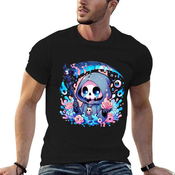 Cute Kawaii Pastel Goth Reaper  Fade-proof Color T-Shirt
