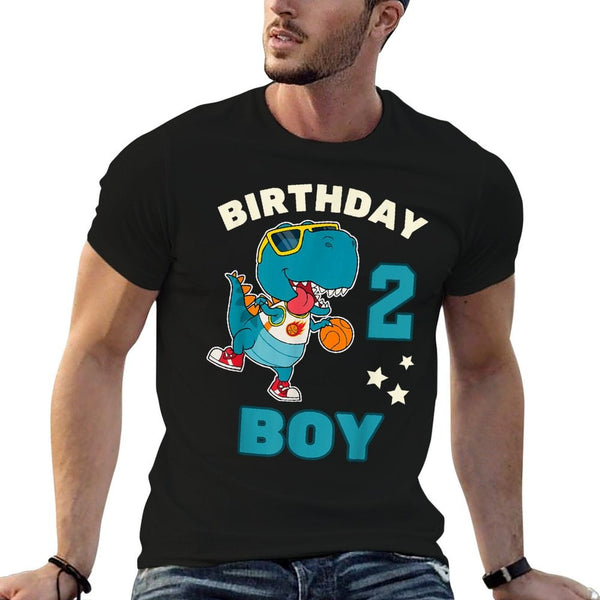Kids Two 2 Year Old Basketball Dinosaur 2nd Birthday Boy Comfortable T-Shirt
