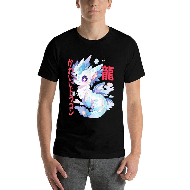 Kawaii Dragon Japanese Anime Chibi Ryu Dragon Kanji  Kana  Relaxed-fit T-Shirt