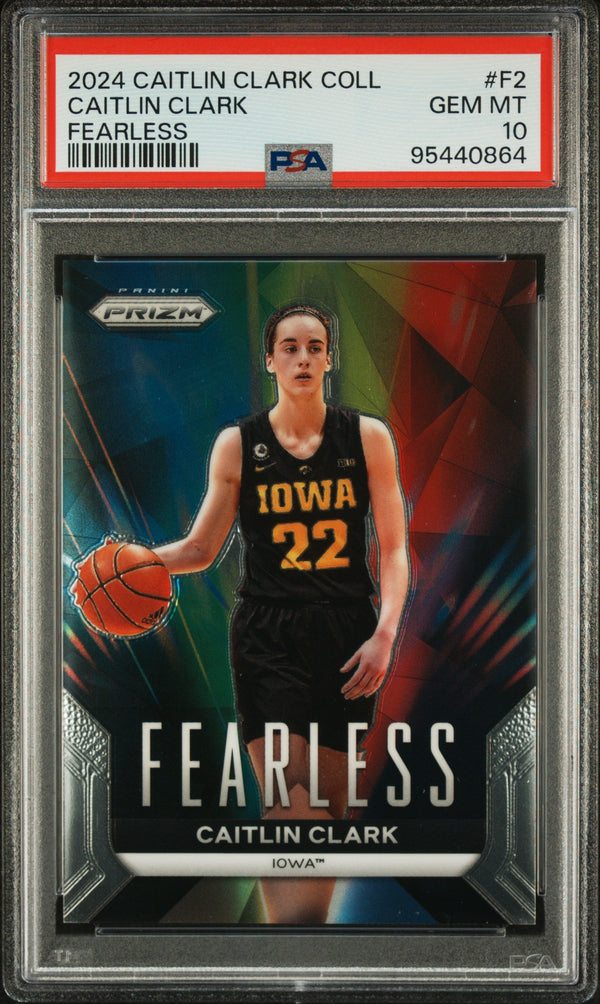 Graded 2024 Panini Caitlin Clark Collection Caitlin Clark #F2 Fearless Rookie RC Basketball Card PSA 10 Gem Mint